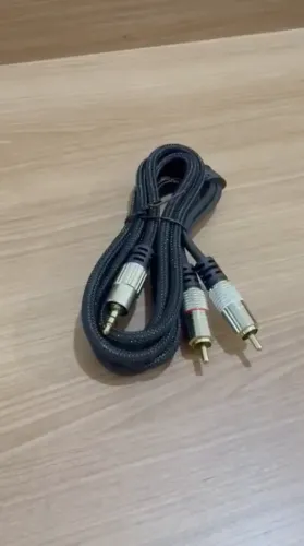 Cabo De Áudio Trancado Em Nylon P2 estéreo + 2rca 24k Com 5m