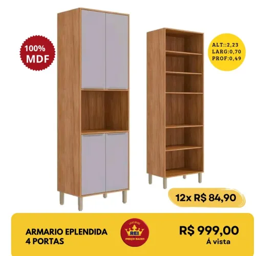 PROMOÇÃO URGENTE - Armário GIGANTE Esplendida 4 PORTAS GIGANTE apenas 12x R$84,90