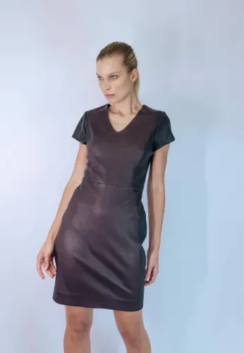 Vestido couro Diane Von Furstenberg