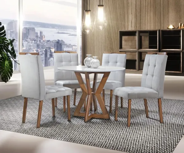 Mesa de Jantar Redonda 4 Cadeiras Ibiza p65