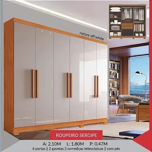Guarda Roupa Sergipe 100% MDF - Promoção 