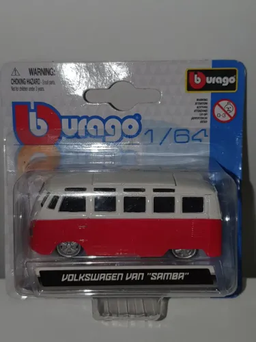 Carrinho Volkswagen  Kombi Van Samba - Burago  1/64