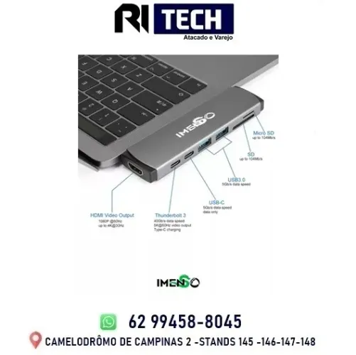 Adaptador Hub 7 Portas 2x Usb-a 2 Type-c Micro Sd Hdmi
