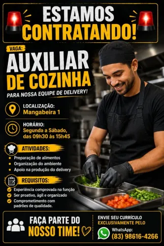 Vaga auxiliar de cozinha delivery