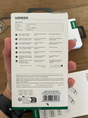 Cabo ugreen USB c 100watts novo lacrado