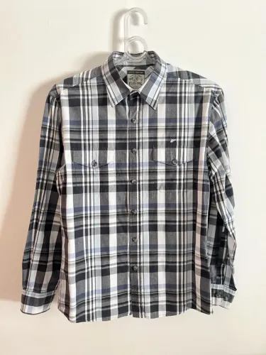 Camisa Ellus masculina xadrez azul slim P original