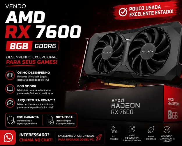PLACA DE VIDEO AMD RX7600 8GB GIGABYTE