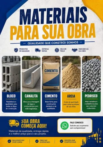 Blocos, canaletas, areia, pedrisco, cimento! Melhor preço do MERCADO!!!