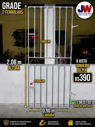 GRADE PARA PORTA DE 80 MEDIDAS 90X2.08 (NOVA) 2 FERROLHOS