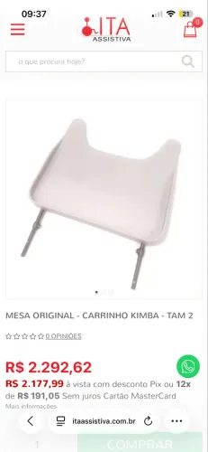 MESA ORIGINAL - CARRINHO KIMBA - TAM 2