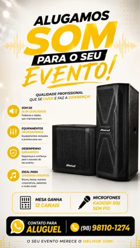 Aluga-se sim para o seu evento
