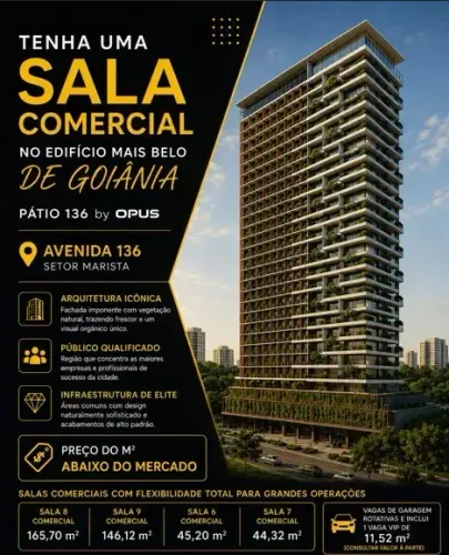 Sala 44m² no Pateo 136 Opus  O Endereço Corporativo Mais Desejado do Setor Marista