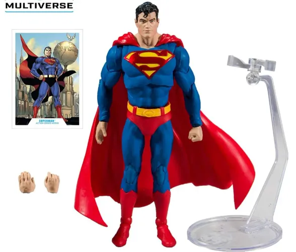 Superman Mcfarlane, Batman mcfarlane knightfall e Robin mcfarlane na caixa, completos 