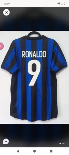 Camisa Inter Milão 1998 / 1999 #9 Ronaldo Autografada Certificada