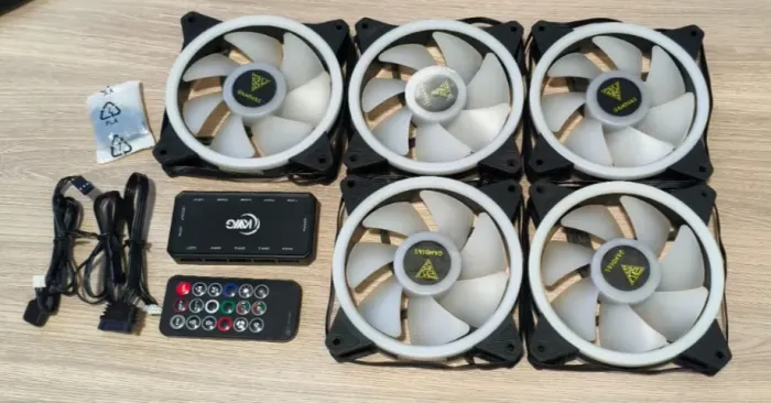 Kit Fan com 5 Unidades Gamdias Aeolus, RGB 120mm, Com Controladora, M2-1205R