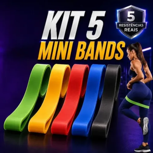 Kit 5 Elasticos Mini Bands Latex Extra Forte Qualidade Superior Treino Musculacao E Fitnes