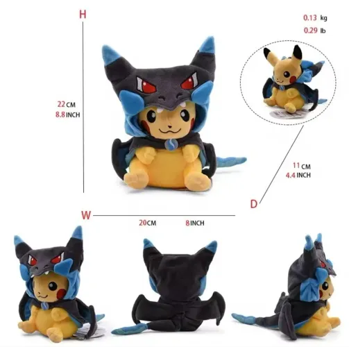 Pokémon Pikachu Mega Charizard de pelúcia 