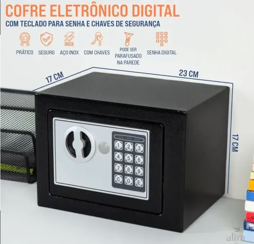 COFRE<br>COM TECLADO PARA SENHA E CHAVES DE SEGURANÇA
