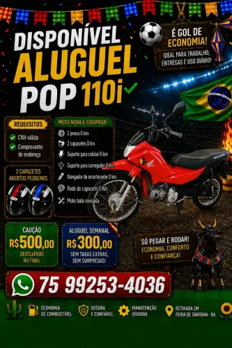 DISPONÍVEL ALUGUEL POP 110i