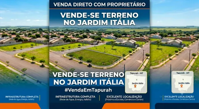 Terreno no Jardim Italia - Tapurah - MT, 300m² pronto para construir.