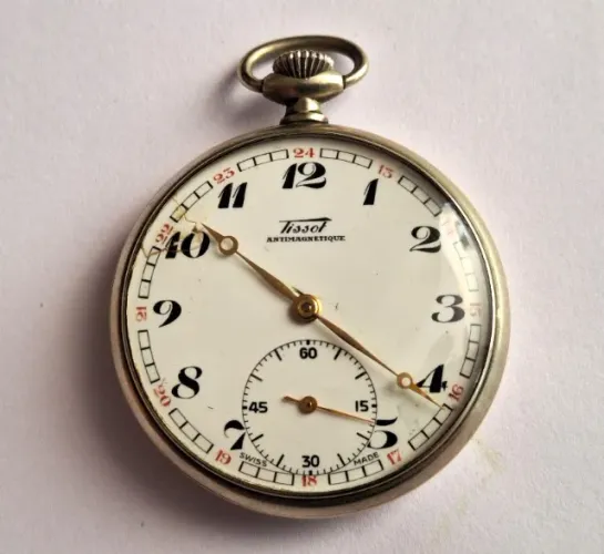 A08= COM DEFEITO ANTIGO RELOGIO TISSOT DE BOLSO VER DETALHES EM DESCRIÇAO