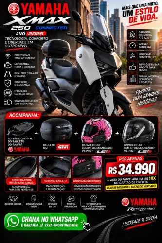 Yamaha Xmax 250 Conected - IPVA 2026 Quitado - Garantia até 2029 - Com capacetes