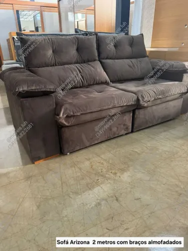 Sofá Arizona 2 metros braços almofadados - 1.599,00 A vista 12x 152,13