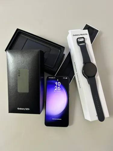 Combo Samsung: S23+ (512GB) e Watch6 preto de 44mm
