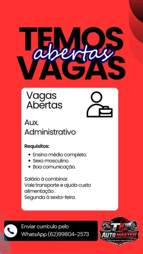 Contrata-se Auxiliar Administrativo.
