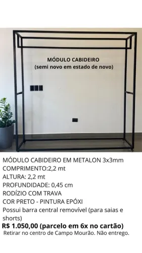 Arara de roupas para loja