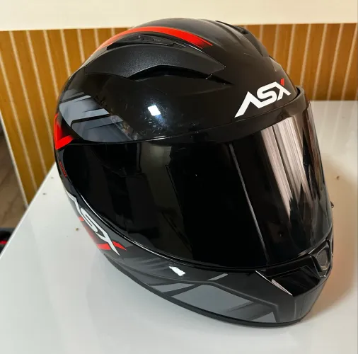 Capacete USADO ASX City Start - Preto / Vermelho / Cinza