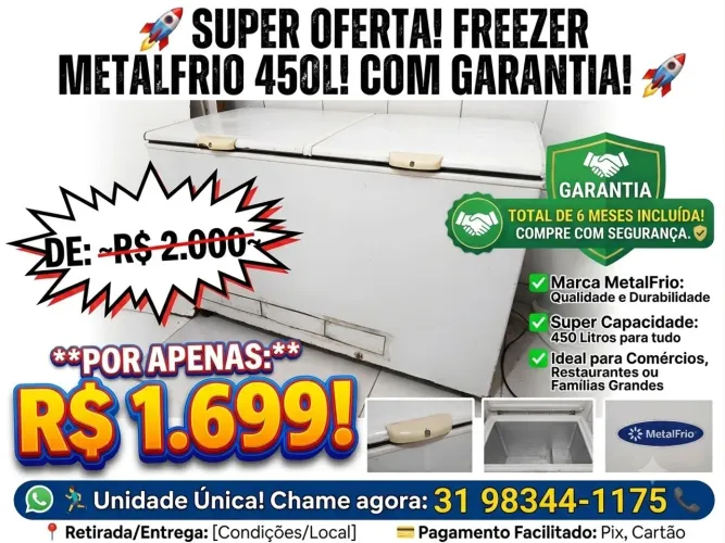 Freezer MetalFrio 450L COM GARANTIA 