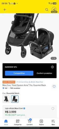 Maxi-Cosi, Travel System Anna³ Trio, Essential Black