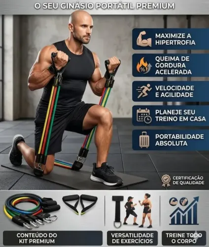 Kit elástico de tensor malhação Fisioterapia academia em casa