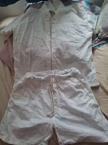 conjunto infantil com bermuda e camisa de botão algodão ( 8 a 10 anos)