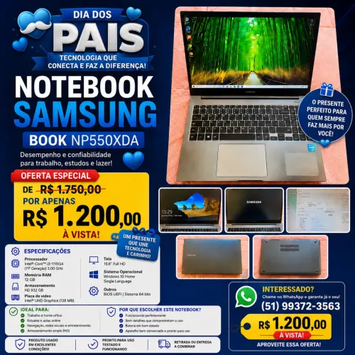 Notebook Samsung Book - NP550XDA