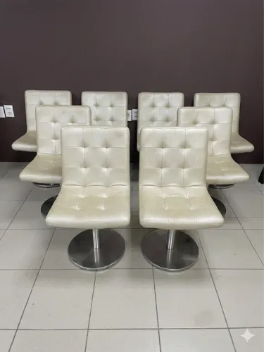Conjunto 8 cadeiras estofadas jantar giratórias
