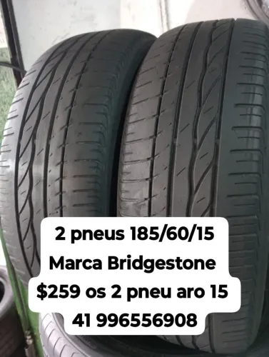 Pneus 185/60/15 marca Bridgestone $259 os 2 pneu aro 15 roda muito ainda não é remold