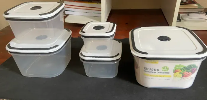 Kit Potes Herméticos 5 Peças - Novo