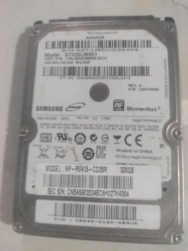 HD de notebook Samsung 320 gigas bom funcionando perfeitamente