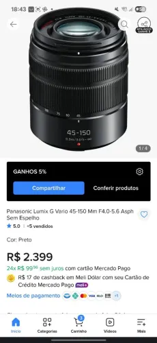 Pra vender logo! Lente lumix G 45-150 m43