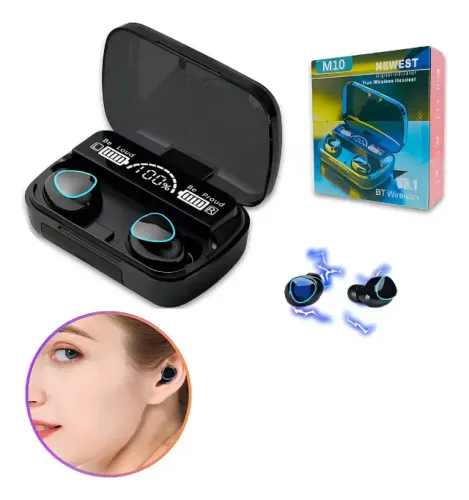Fone De Ouvido Bluetooth M10 Sem Fio Preto Esportivo