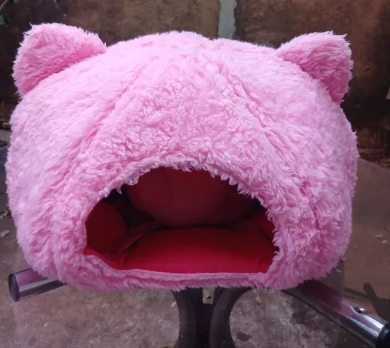Caminha Toca Iglu de Pelúcia Rosa para Gato ou Cão Pequeno