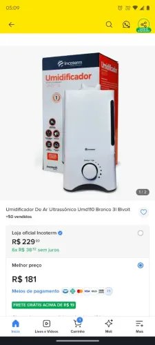 Vendo umidificador de ar Pague Menos