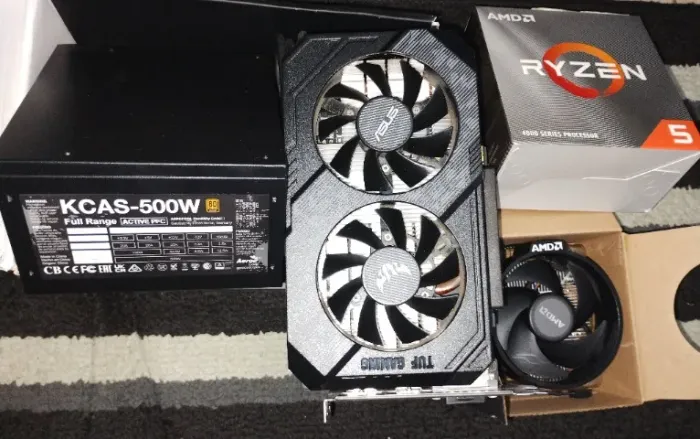 Placa de vídeo, processador e fonte 