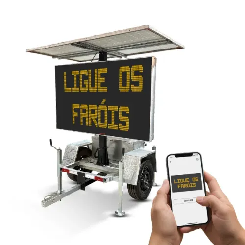 Painel de Mensagem Variável Movel Sinalização com Placa de Led Solar Rodovias Obras