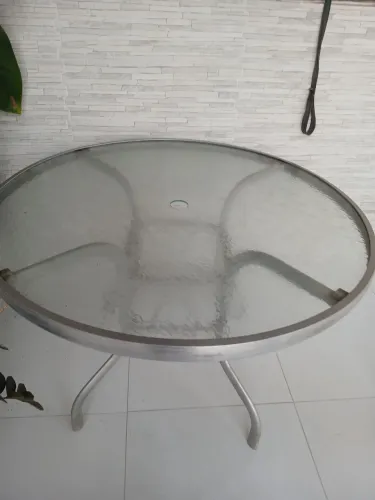 Mesa de Vidro Temperado com Alumínio 
