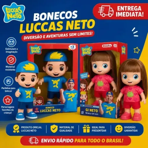 Bonecos Luccas Neto e Gi Neto Original