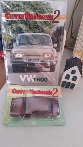 VW 1600 Carrinho Miniatura Carros Nacionais Clássicos 2 com fascículo 