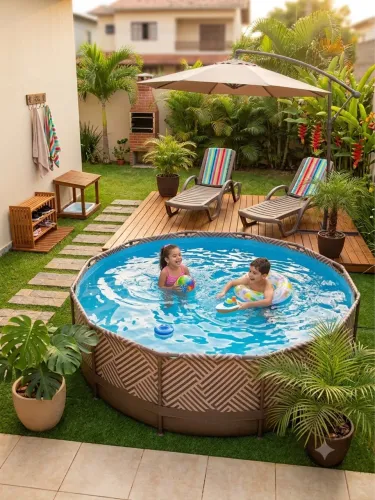 Piscina 5.200 litros, circular
